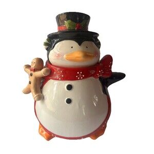 Blue Harbor Penguin Cookie Jar Christmas Gingerbread Holiday RARE 2023  Ceramic